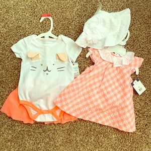 5pc Baby Girls Coral outfit bundle 6-9 mo